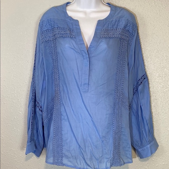 Soft Surroundings Tops - Soft Surroundings Blue Embellished Long Sleeve Tunic with Cami